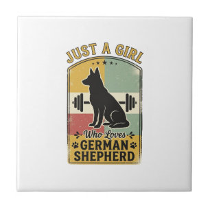 German Shepherd Girl Vintage Dog Lover Shirt Desig Tile