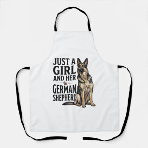 German Shepherd Girl Vintage Engraving Dog Lover D Apron