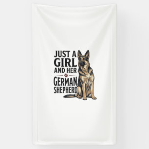 German Shepherd Girl Vintage Engraving Dog Lover D Banner