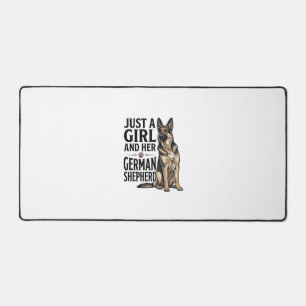 German Shepherd Girl Vintage Engraving Dog Lover D Desk Mat