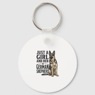German Shepherd Girl Vintage Engraving Dog Lover D Key Ring