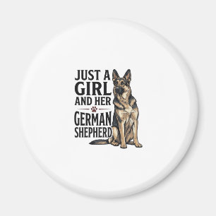 German Shepherd Girl Vintage Engraving Dog Lover D Magnet