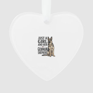 German Shepherd Girl Vintage Engraving Dog Lover D Ornament