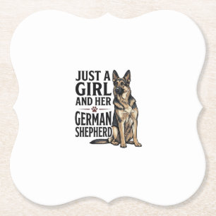 German Shepherd Girl Vintage Engraving Dog Lover D Paper Coaster