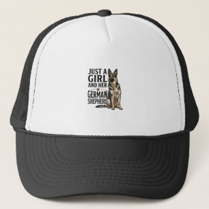 German Shepherd Girl Vintage Engraving Dog Lover D Trucker Hat