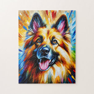 German Shepherd Golden Dog Acrylic Print Dog Lover Jigsaw Puzzle