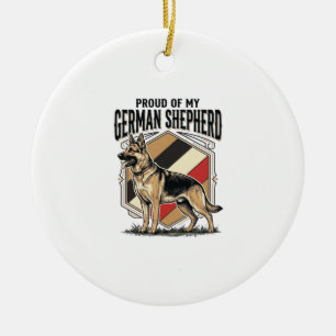 German Shepherd Graphic Vintage Engraving Dog Love Ceramic Tree Decoration