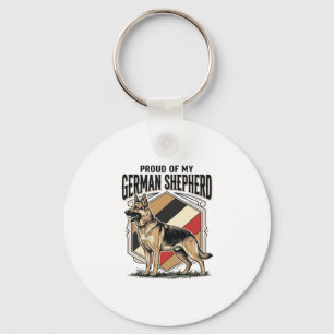 German Shepherd Graphic Vintage Engraving Dog Love Key Ring