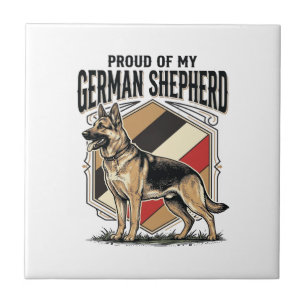 German Shepherd Graphic Vintage Engraving Dog Love Tile