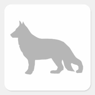 German Shepherd Grey Silhouette Square Sticker