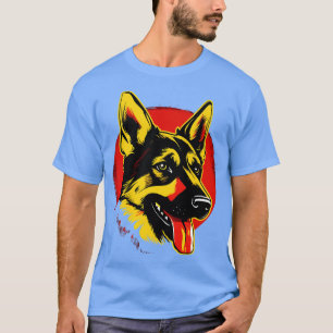 German Shepherd GSD Art Sunset Red Yellow T-Shirt
