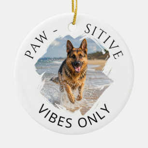 German Shepherd GSD Paw-sitive vibes only photo Ceramic Tree Decoration