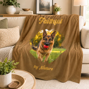 German Shepherd GSD Photo Faithful by Nature Brown Fleece Blanket