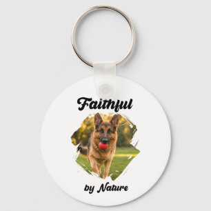 German Shepherd GSD Photo Faithful by Nature Key Ring