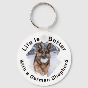 German Shepherd GSD Photo Life Is Better Key Ring