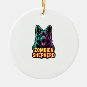 German Shepherd GSD Shep Zombie Dog Halloween Esse Ceramic Tree Decoration