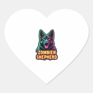 German Shepherd GSD Shep Zombie Dog Halloween Esse Heart Sticker