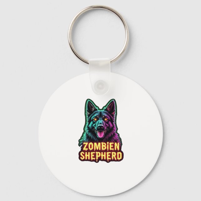 German Shepherd GSD Shep Zombie Dog Halloween Esse Key Ring (Front)