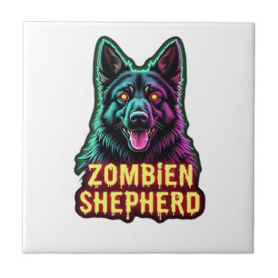 German Shepherd GSD Shep Zombie Dog Halloween Esse Tile