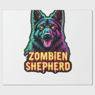 German Shepherd GSD Shep Zombie Dog Halloween Esse Wrapping Paper
