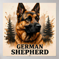 German Shepherd Guardian Dog Portrait Artwork