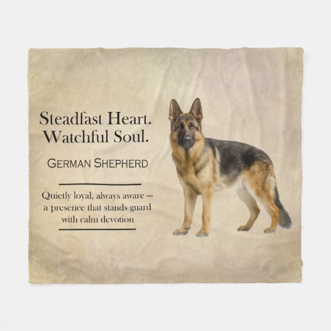German Shepherd Guardian Loyalty Fleece Blanket (Front (Horizontal))