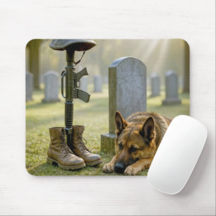 German Shepherd Guarding a Soldier's Grave Mouse Mat