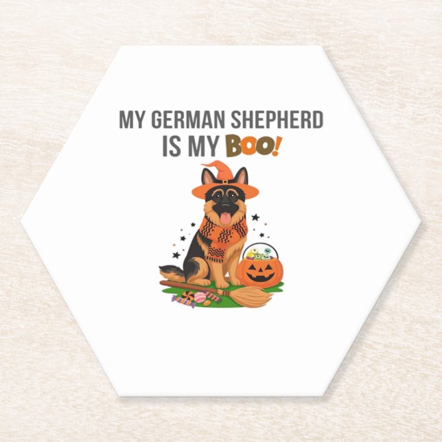 German Shepherd Halloween Costume  My German Sheph Paper Coaster (Front)