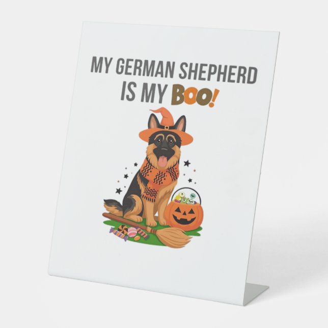 German Shepherd Halloween Costume  My German Sheph Pedestal Sign (Front)