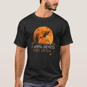 German Shepherd Halloween Costume Rides Shotgun T-Shirt