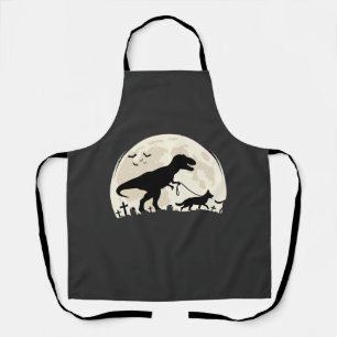 German Shepherd Halloween Dinosaur Moon Silhouette Apron