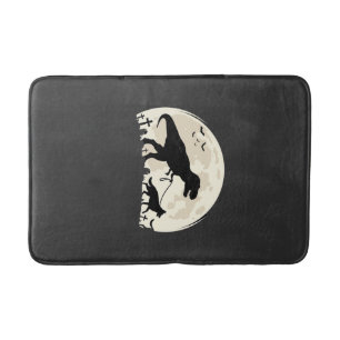 German Shepherd Halloween Dinosaur Moon Silhouette Bath Mat
