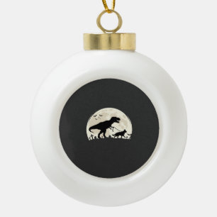 German Shepherd Halloween Dinosaur Moon Silhouette Ceramic Ball Christmas Ornament