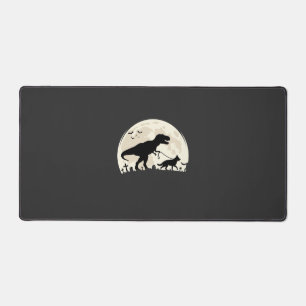 German Shepherd Halloween Dinosaur Moon Silhouette Desk Mat