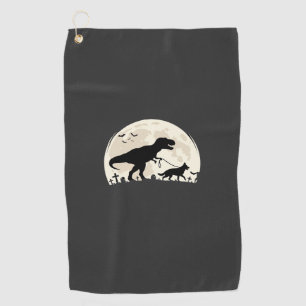 German Shepherd Halloween Dinosaur Moon Silhouette Golf Towel