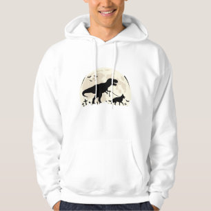 German Shepherd Halloween Dinosaur Moon Silhouette Hoodie