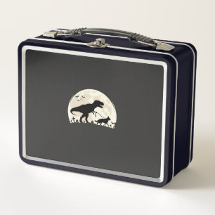 German Shepherd Halloween Dinosaur Moon Silhouette Metal Lunch Box