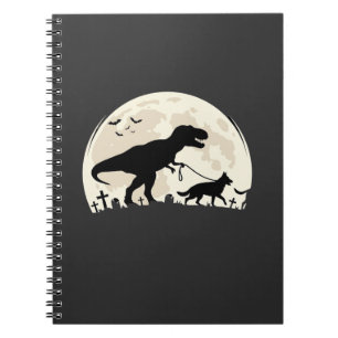 German Shepherd Halloween Dinosaur Moon Silhouette Notebook