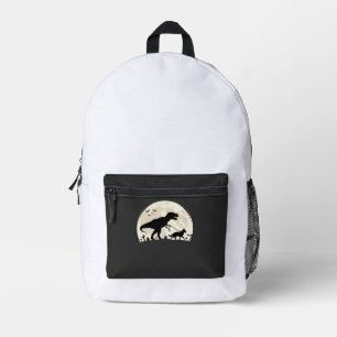 German Shepherd Halloween Dinosaur Moon Silhouette Printed Backpack