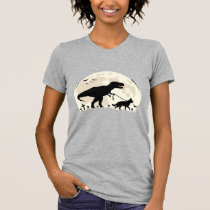 German Shepherd Halloween Dinosaur Moon Silhouette T-Shirt