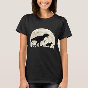 German Shepherd Halloween Dinosaur Moon Silhouette T-Shirt