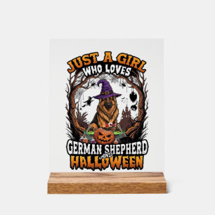 German Shepherd Halloween Dog Witch Hat Pumpkin_1 Acrylic Sign