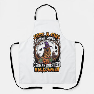 German Shepherd Halloween Dog Witch Hat Pumpkin_1 Apron