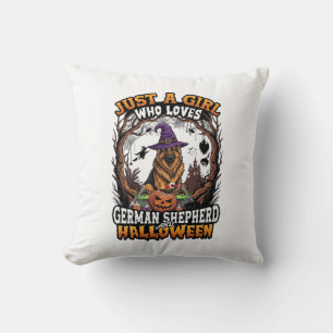 German Shepherd Halloween Dog Witch Hat Pumpkin_1 Cushion