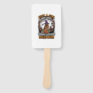 German Shepherd Halloween Dog Witch Hat Pumpkin_1 Hand Fan