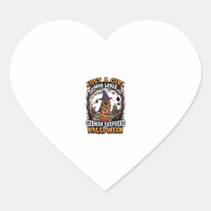 German Shepherd Halloween Dog Witch Hat Pumpkin_1 Heart Sticker