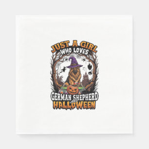 German Shepherd Halloween Dog Witch Hat Pumpkin_1 Napkin