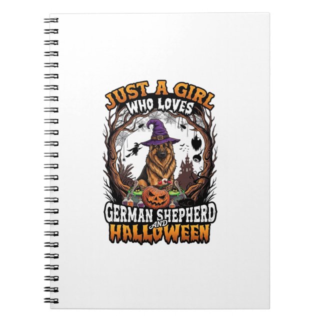 German Shepherd Halloween Dog Witch Hat Pumpkin_1 Notebook (Front)