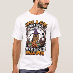 German Shepherd Halloween Dog Witch Hat Pumpkin_1 T-Shirt
