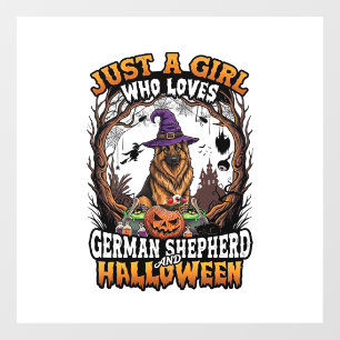 German Shepherd Halloween Dog Witch Hat Pumpkin_1 Window Cling